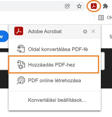 Hozzáadás meglévő PDF-fájlhoz