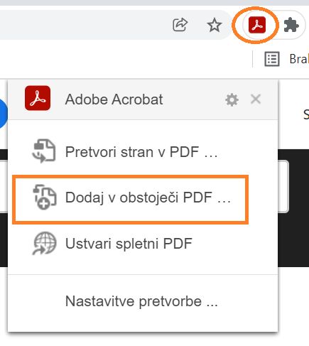 Dodajanje v obstoječi PDF