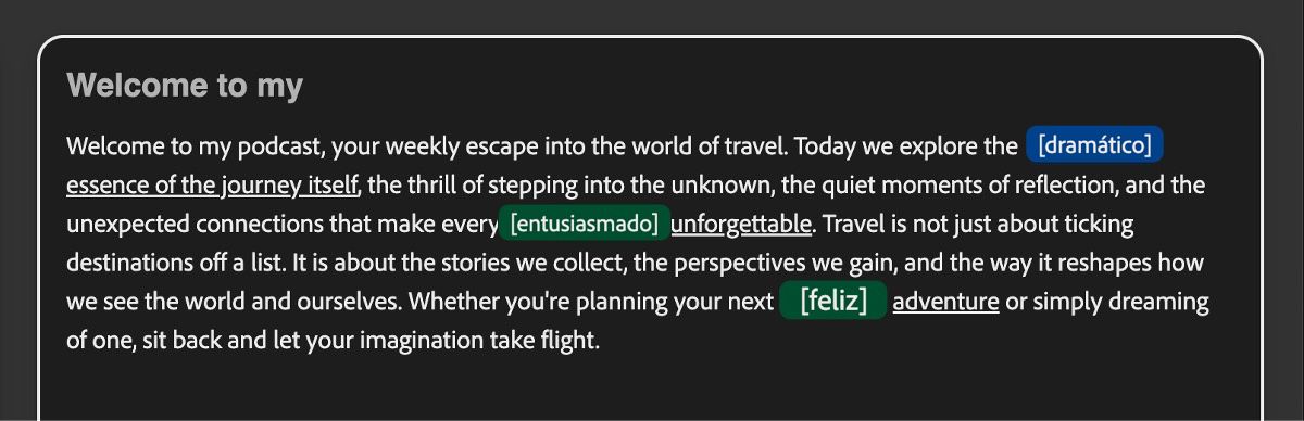 El panel muestra múltiples etiquetas de tono en colores distintos, lo que facilita su identificación y ajuste de las indicaciones tonales de un vistazo.