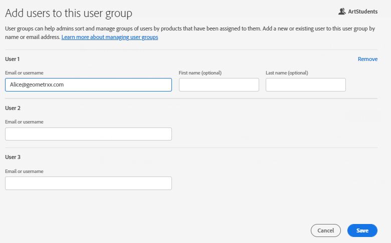 Ajouter des utilisateurs au groupe d’utilisateurs