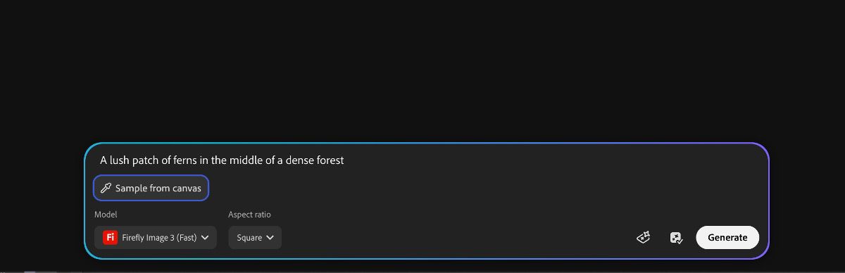 The text prompt bar is open, providing options to add a text description, choose an image or video generation model, and set the aspect ratio.