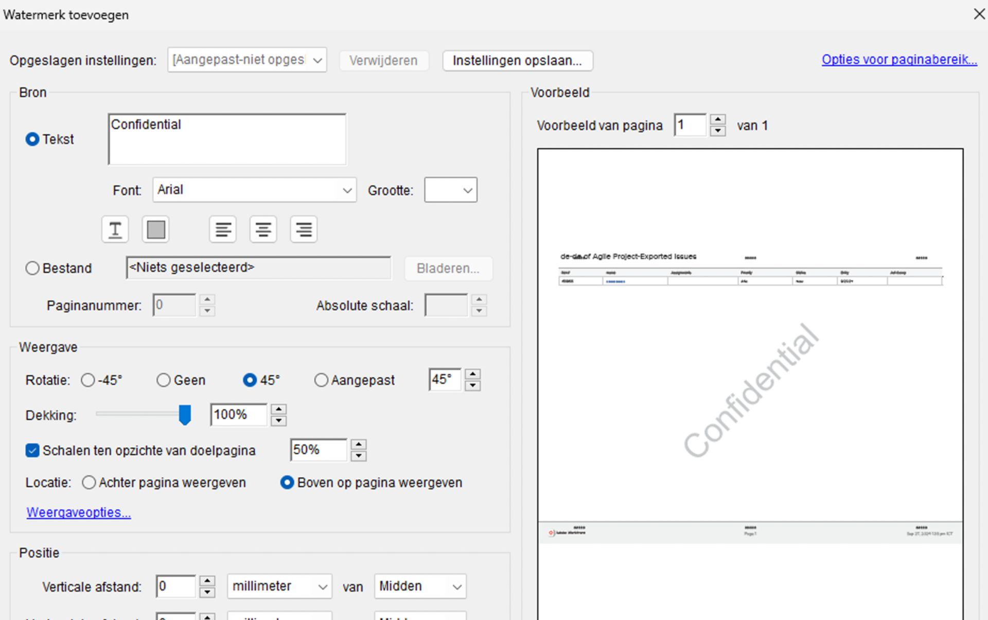 Venster voor watermerkinstellingen toevoegen