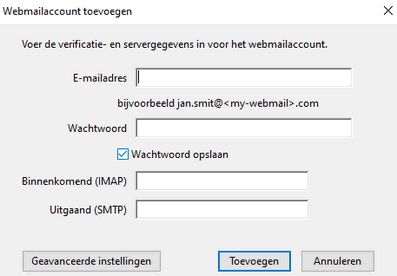 Webmailgegevens toevoegen