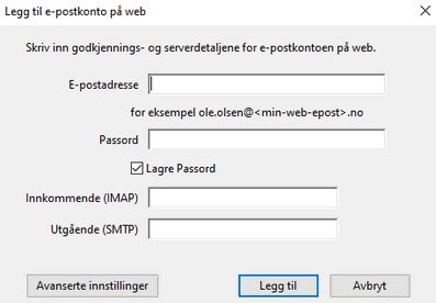 Legg til webmaildetaljer