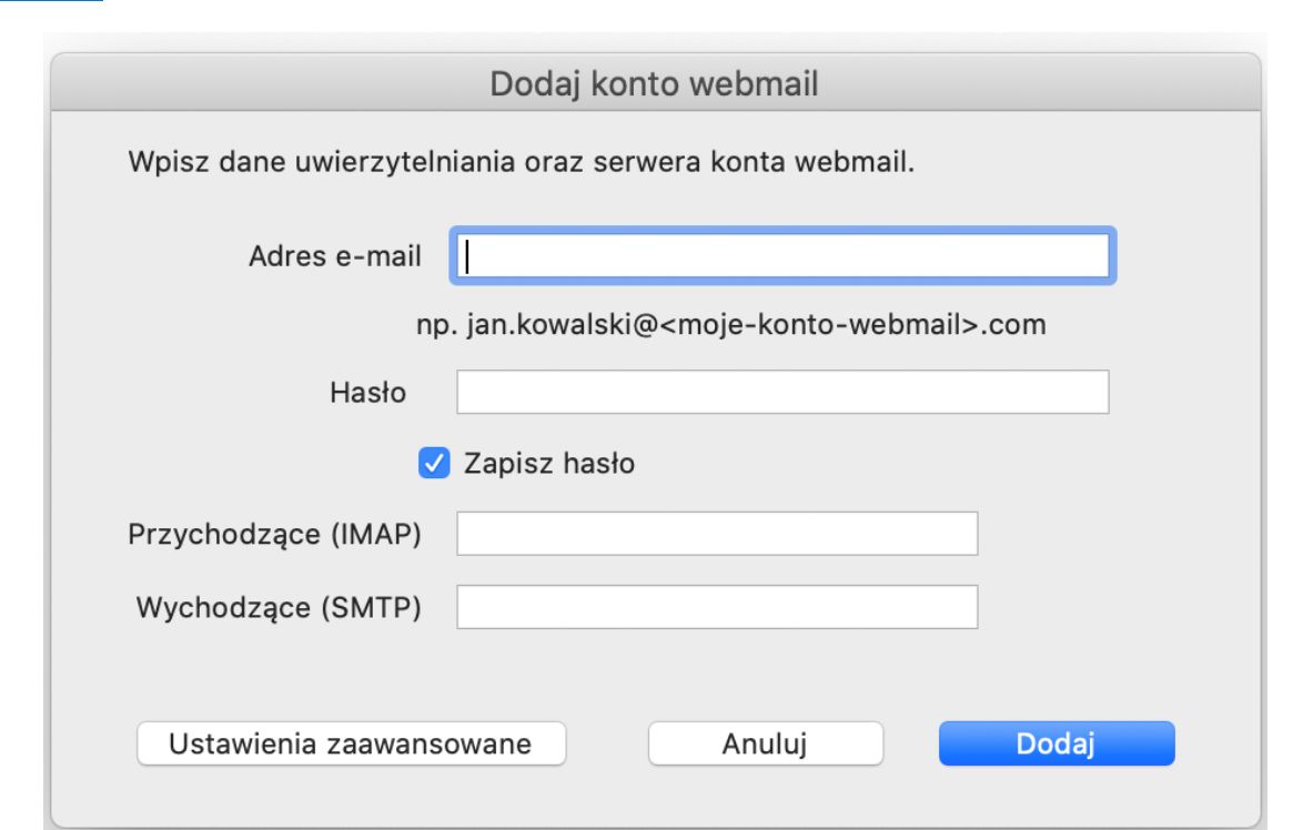 Dodawanie szczegółów poczty elektronicznej