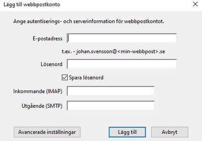 Lägg till webbmail-information