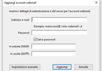 Aggiungere i dettagli webmail