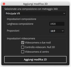 Impostazioni di Aggiungi modifica 2D