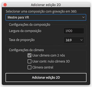 Configurações de Adicionar edição 2D