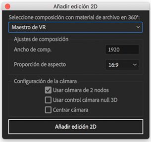 Opciones de Añadir edición 2D