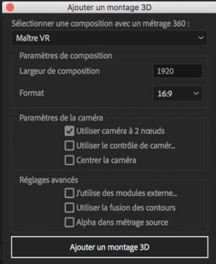 Paramètres de l’option Ajouter une modification 3D