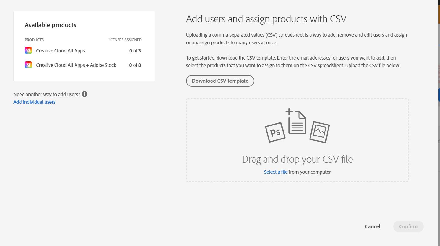 Añadir usuarios mediante CSV