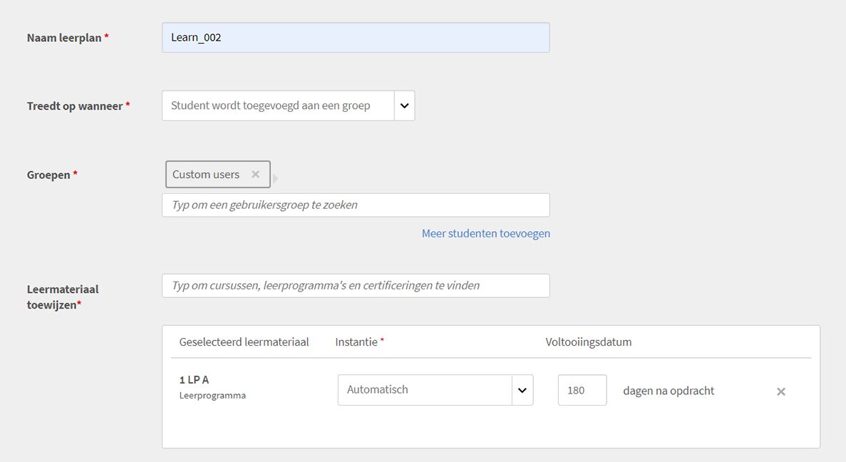 Student toevoegen aan de groep