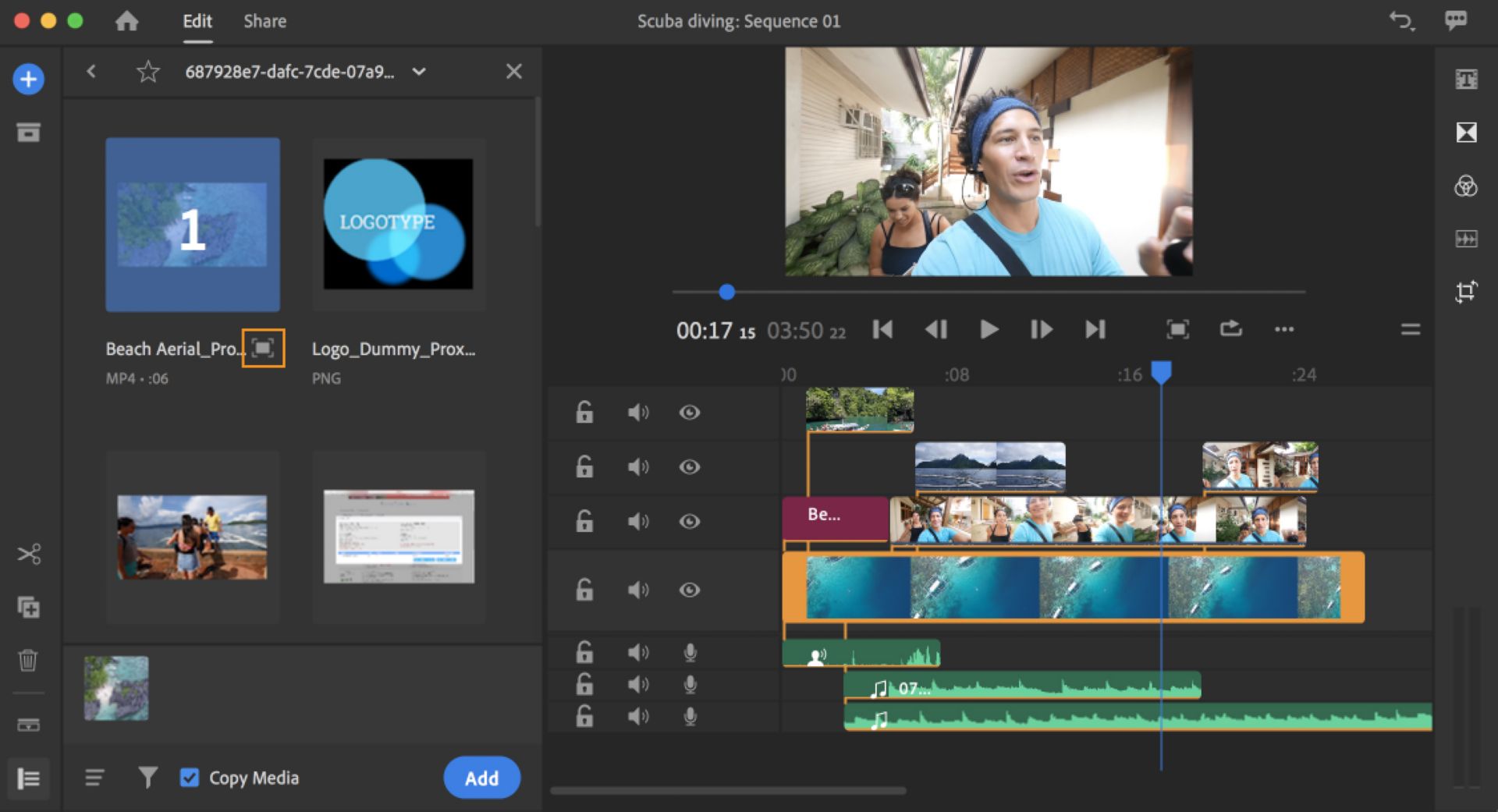 Abrir una previsualización más grande del clip seleccionado