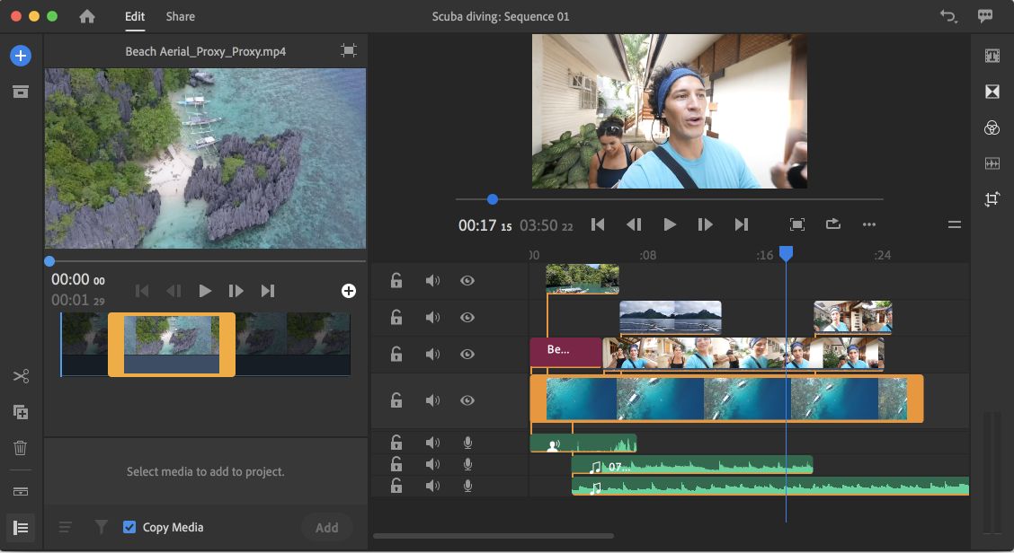 Lägg till den valda delen av klippet