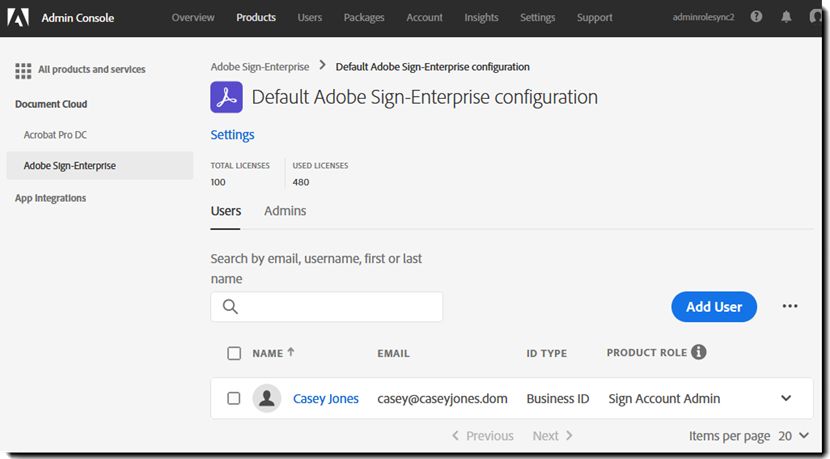 Brugere i Admin Console