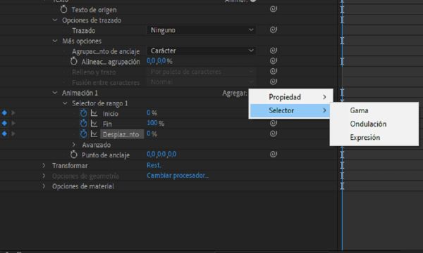 Agregación de un nuevo selector de rango a un grupo de animación