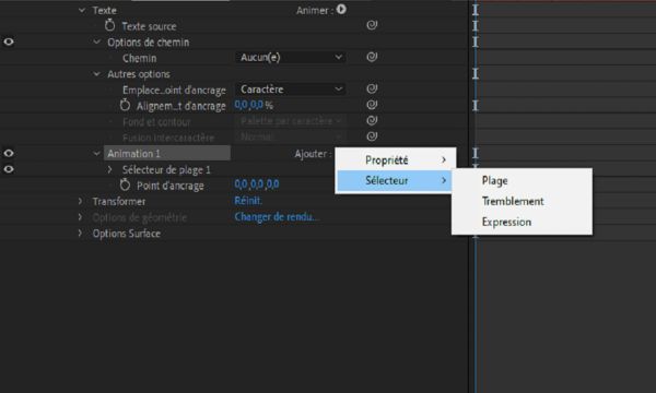 Ajout d’un nouveau sélecteur de plage à un groupe d’animation