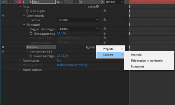 Aggiunta di un nuovo selettore intervallo a un gruppo di animatori