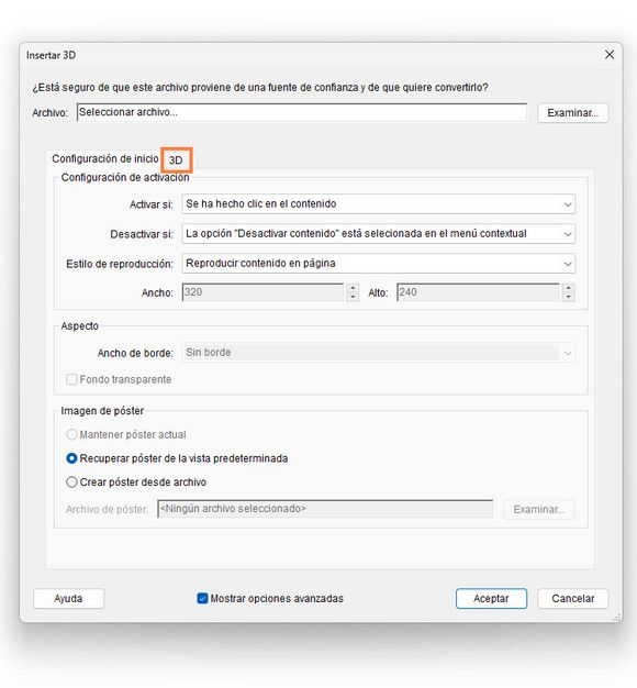 Ajustar parámetros 3D