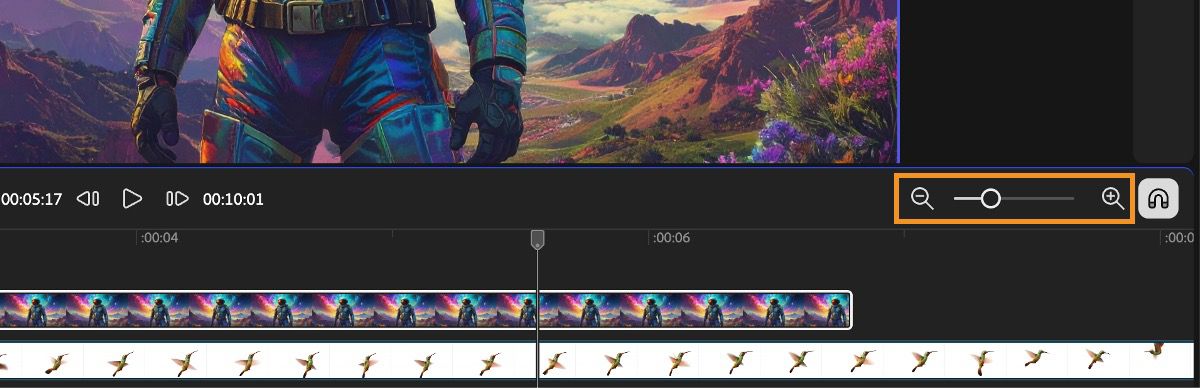 「ズームレベル」オプションがハイライトされています。ズームインとズームアウトのオプションがあります。