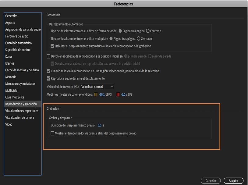 Ajustar la duración del desplazamiento anterior