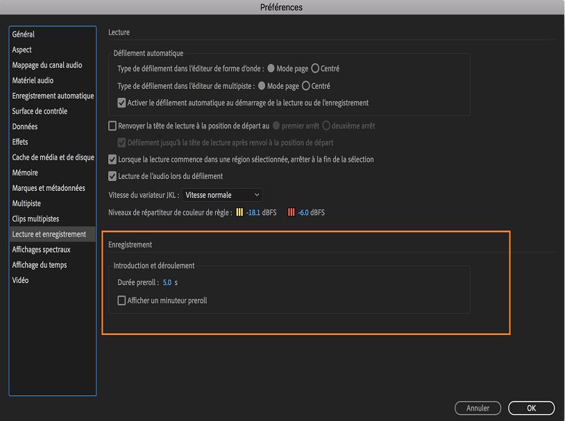 Régler la durée du preroll