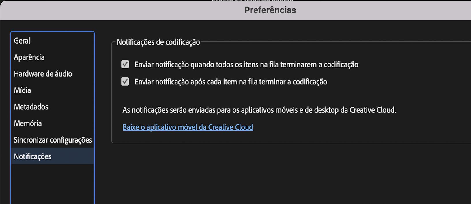 Receba notificações quando a codificação estiver concluída