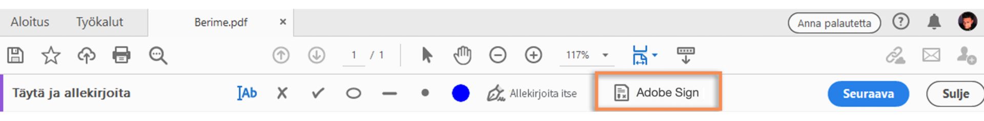 Pyydä allekirjoituksia