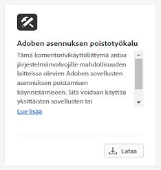 Lataa Adoben asennuksen poistotyökalu