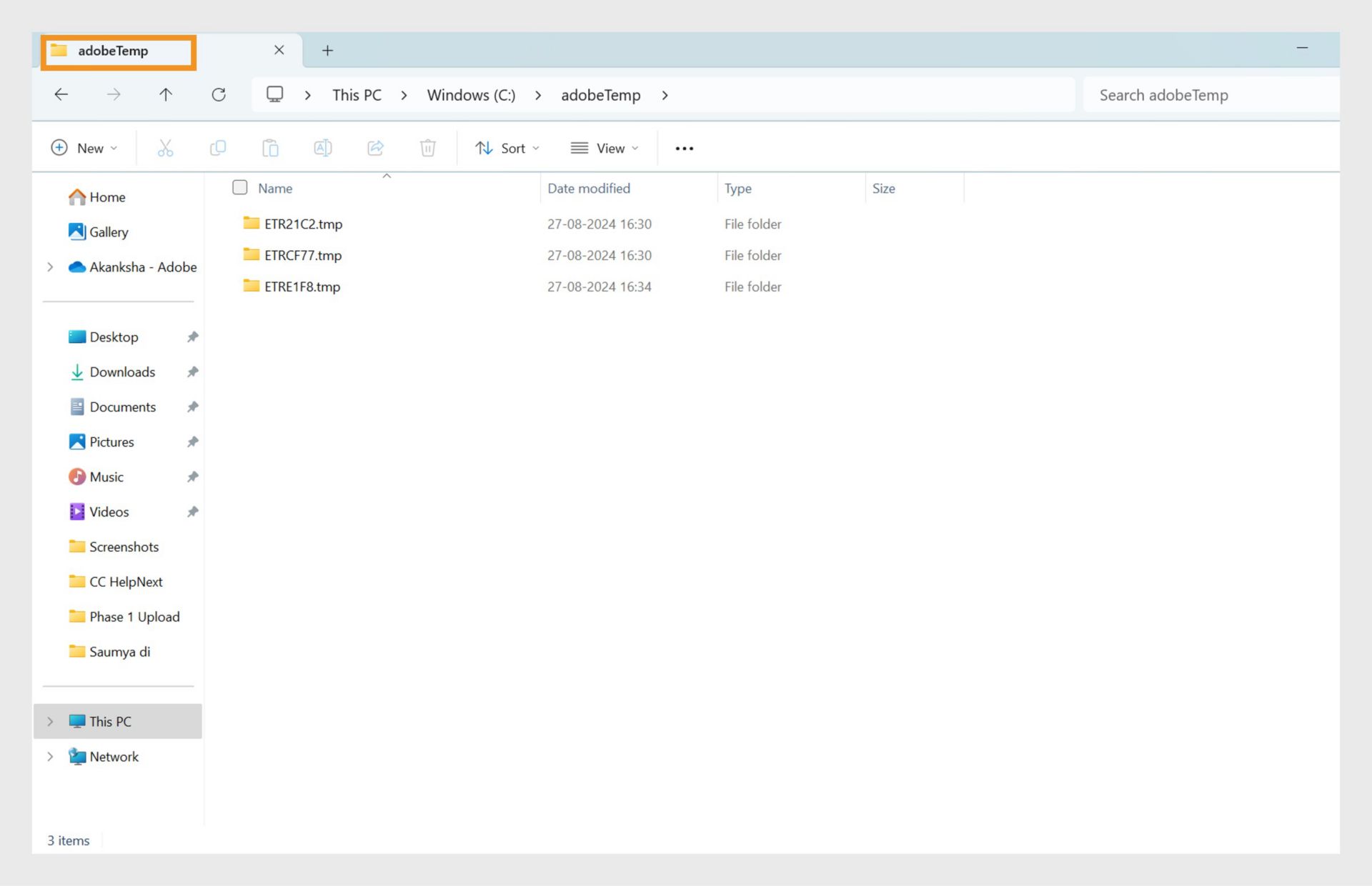 Windows File Explorer afișând fereastra Proprietăți a folderului adobeTemp cu fila Securitate deschisă. Utilizatorii pot vizualiza și modifica permisiunile pentru grupuri precum SYSTEM și Administratori pentru a se asigura că programul de instalare are acces complet.