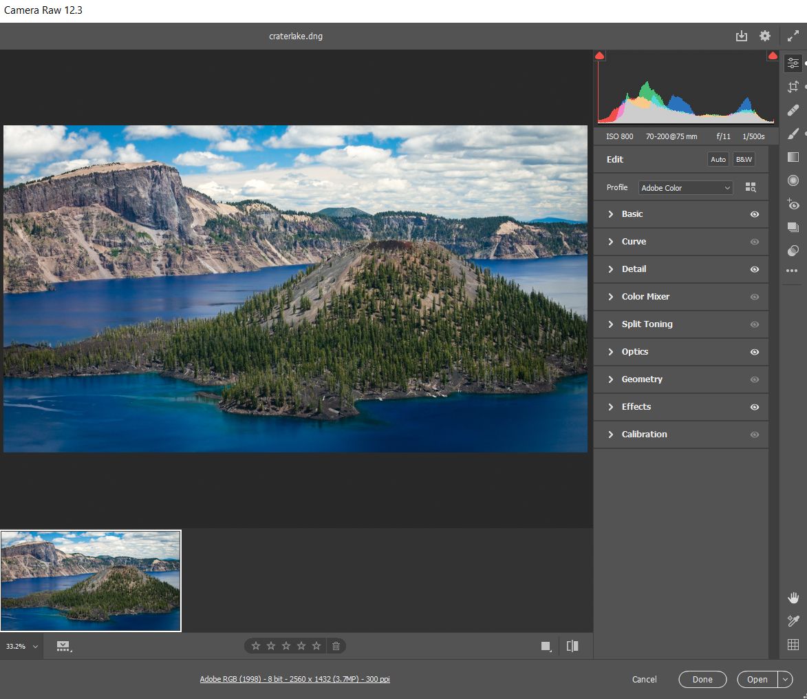 The enhanced User Interface in Adobe Camera Raw