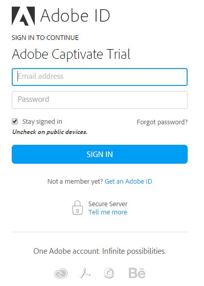 Войдите в систему, указав свой Adobe ID