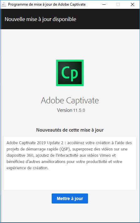 Utilitaire de mise à jour Adobe Captivate