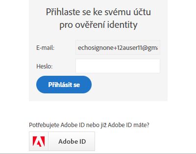 Ověření přístupu do Adobe