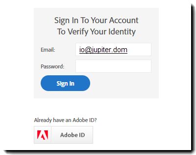 Authenticatie bij Adobe