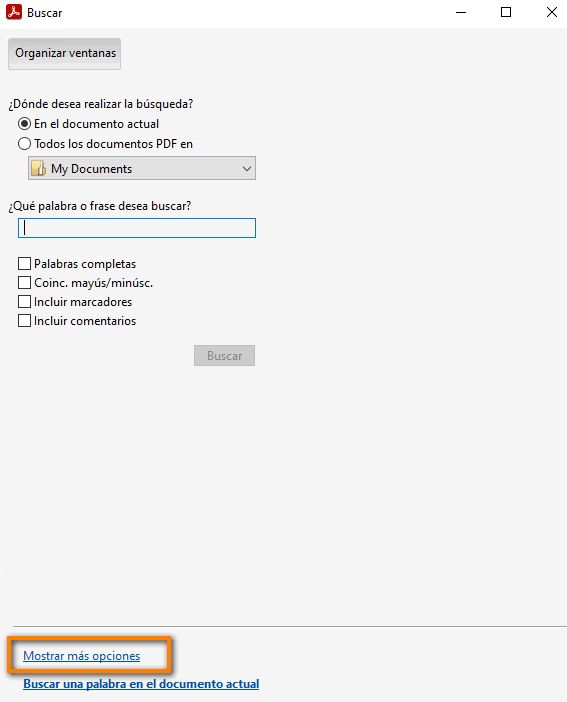 Búsqueda avanzada > Más opciones