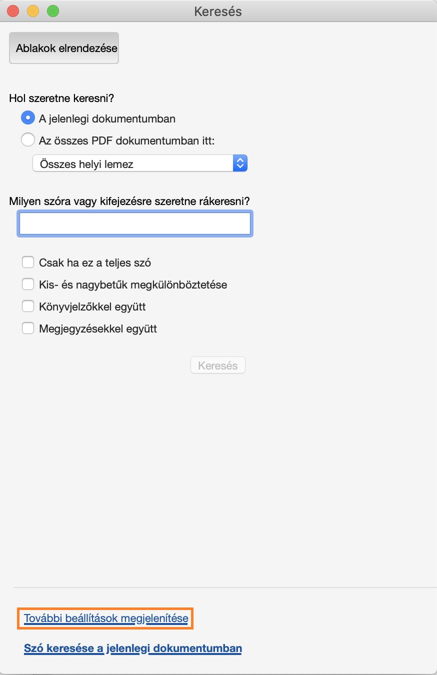 Speciális keresés > További lehetőségek