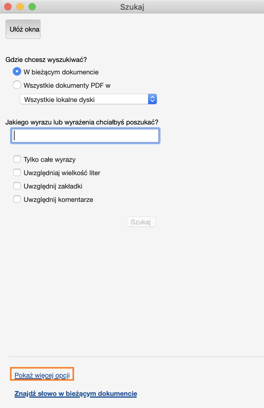 Wyszukiwanie zaawansowane > Więcej opcji