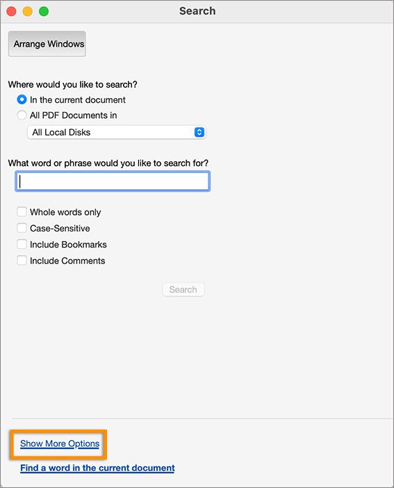Advanced Search > More Options