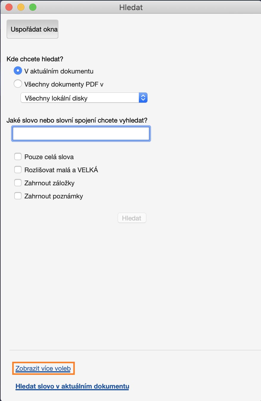 Pokročilé vyhledávání > Další možnosti