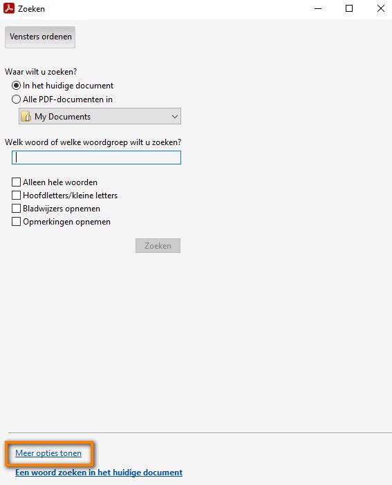 Geavanceerd zoeken > Meer opties