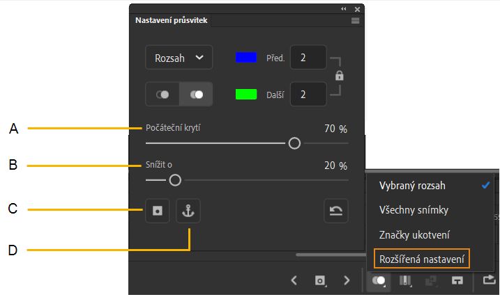 Rozšířená nastavení průsvitek