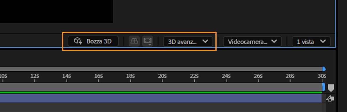 Schermata che mostra l’opzione 3D Avanzato selezionata con Bozza 3D abilitato.