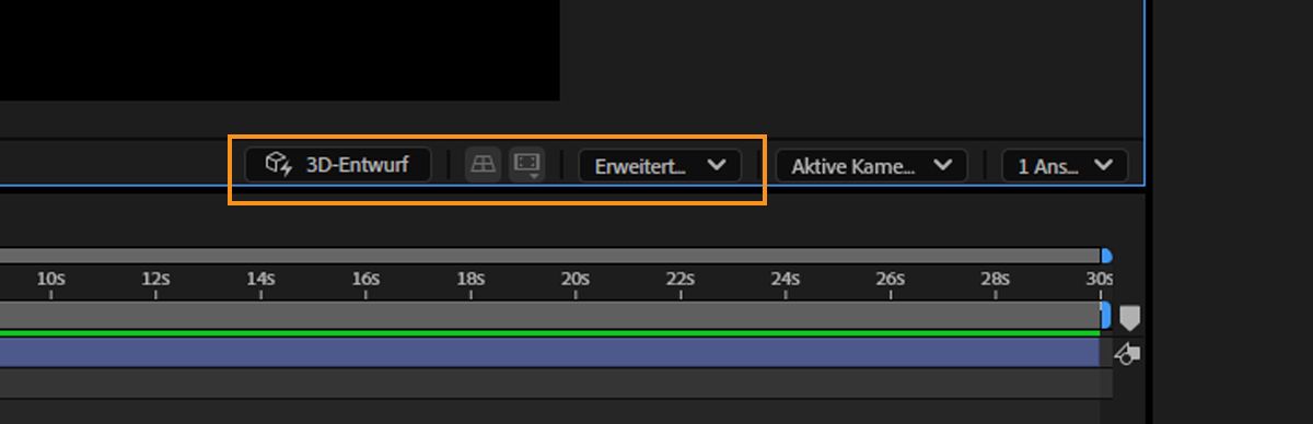 Ein Screenshot, in dem die Option „Erweitertes 3D“ bei aktiviertem 3D-Entwurf ausgewählt ist.