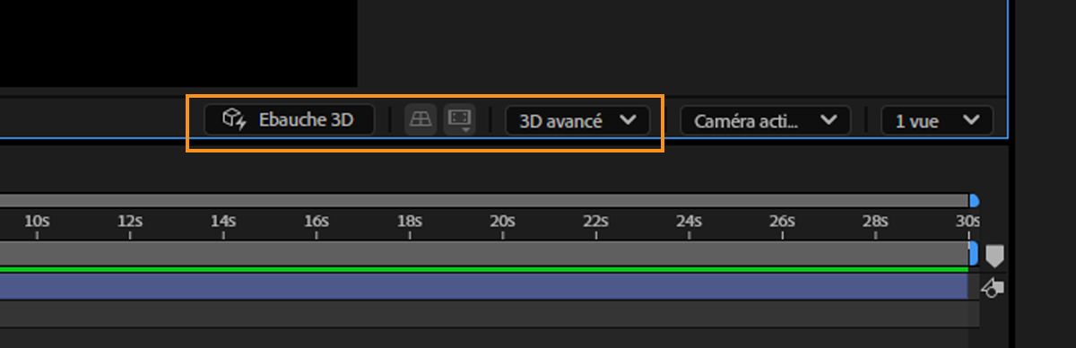 Capture d’écran montrant l’option Advanced 3D sélectionnée et l’option Ébauche 3D activée.