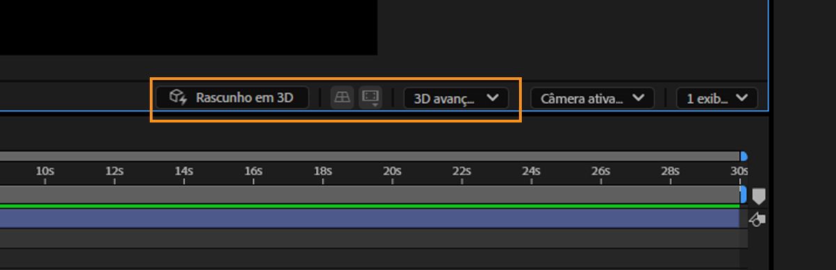 Uma captura de tela que mostra a opção 3D avançado selecionada com Rascunho em 3D habilitado.