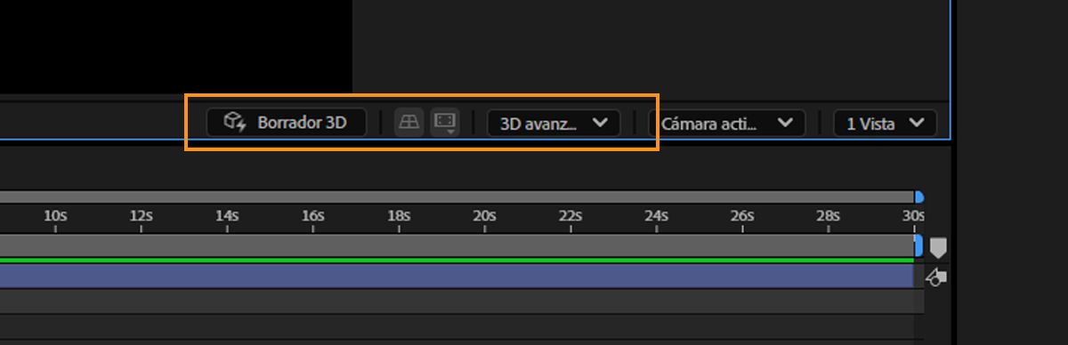 Captura de pantalla que muestra la opción 3D avanzada seleccionada con el borrador 3D activado.