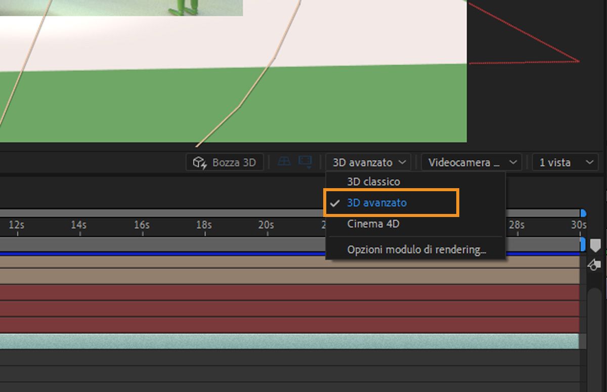 Selezionare il Modulo di rendering 3D avanzato dall’elenco a discesa Modulo di rendering 3D.