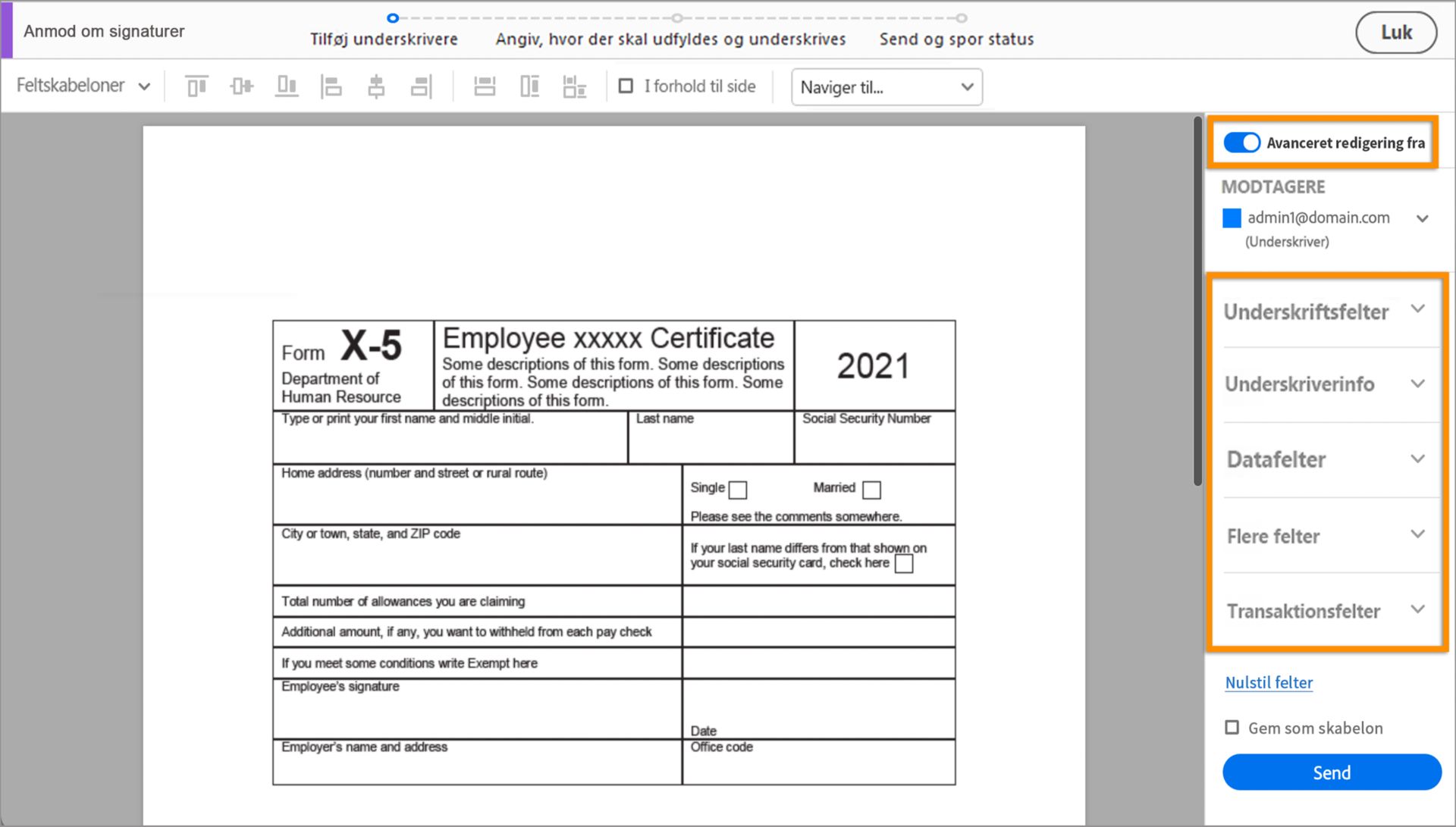Avanceret tilstand for flere underskrivere